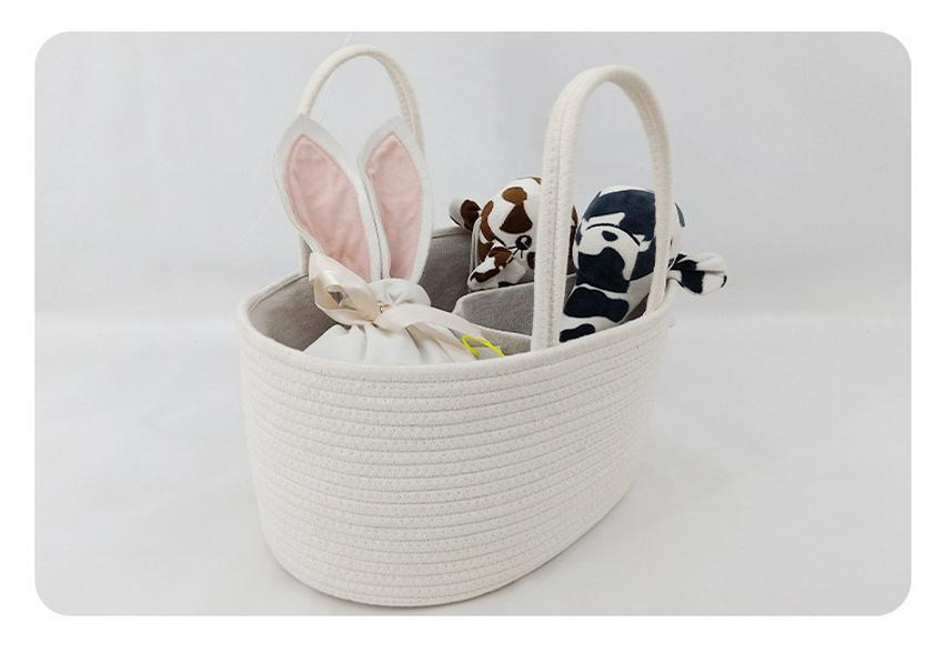 Large Woven Cotton Rope Storage Basket for Infant and Toddler Supplies