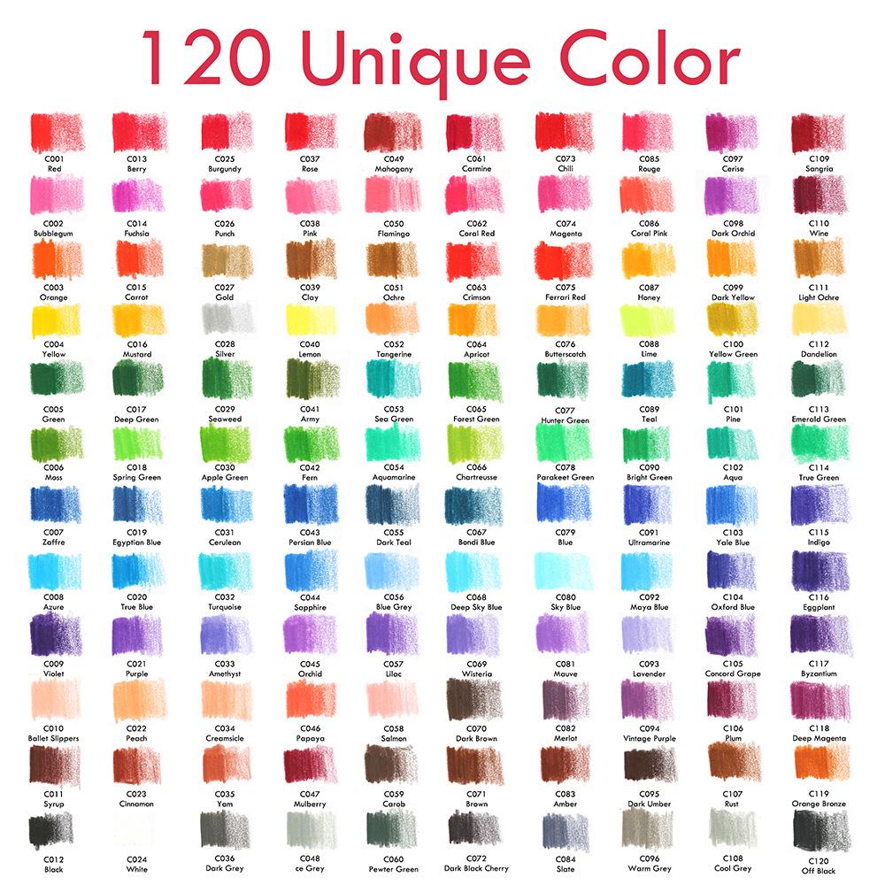 120-Color Professional Oil-Based Colored Pencil Set for Doodling and Painting