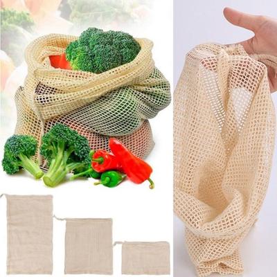 Reusable Cotton Mesh Bag Large Capacity Light Weight Mesh Shopping Bag Eco-friendly Fruit and Vegetable Storage Bundle Pocket