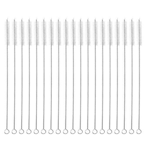 LOYELEY Straw Brushes, 175mm, 20-Piece Set, Ultra-Fine Stainless Steel, Reusable, for Cleaning Baby Bottles and Drinking Straws