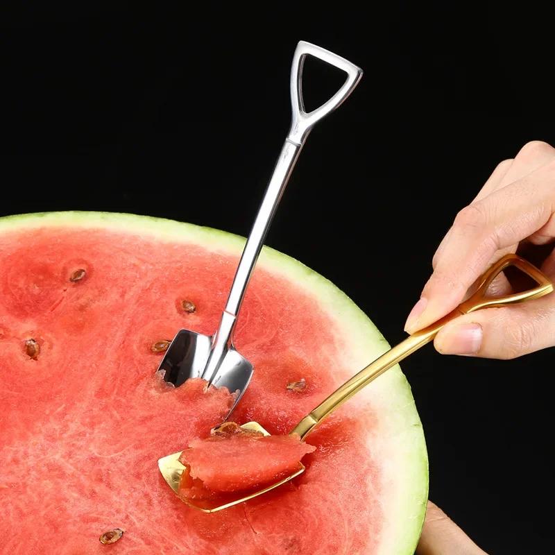 1PC Stainless Steel Shovel & Point Spoons Coffee Tea Spoon Ice Cream Dessert Tip Scoops Cutlery Tableware Set Kitchen Tools