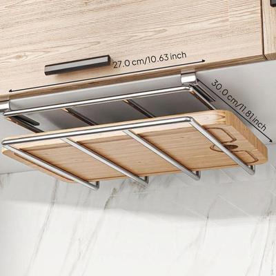 Organizador de Tampas de Panela para Debaixo do Armário, Suporte para Tábuas de Corte em Aço Inoxidável 304, Armazenamento de Cozinha Perfurado,
