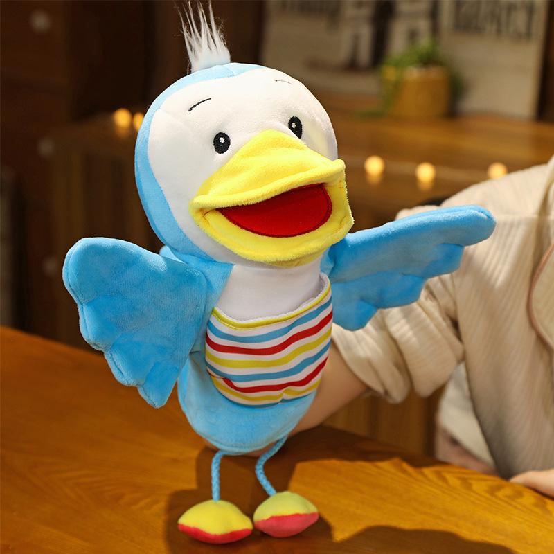 Cartoon Animal Bear Leopard Hand Puppet Plush Toy Big Mouth Duck Flying Dragon Doll Parent-Child Interactive Game Rag Doll