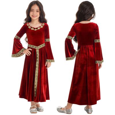 Ragazze Medievale Rinascimentale Costume Velluto Vintage Principessa Maxi Abito da Ballo Cosplay Vestito