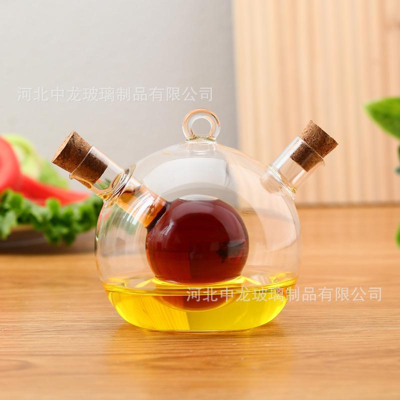 Double Glass Pot Kitchen Supplies Seasoning Bottle Soy Sauce Bottle Vinegar Bottle Glass Oil Vinegar Pot Kitchen Accessories