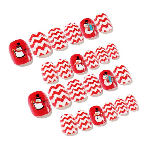 24Pcs/Set Kids Art Tips Christmas Style Extending Nails Portable Delicate Christmas Self Adhesive Nails Tips for Children