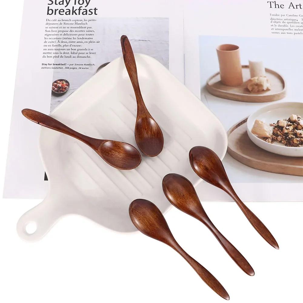 Cuchara de té de madera, cucharas largas de café, juego de cucharillas pequeñas, cuchara de postre de miel de madera, agitador de bebidas de café, cucharillas, vajilla