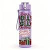 1PC Holly Jolly Christmas Scene Print 750ml Color Plastic Sports Water Bottle Leakproof Flip Straw Lid Suitable for Sports Office Home Use