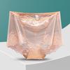 Plus Size Lady Summer Sexy Lace Hollow Out Perspective High Waist Triangle Briefs