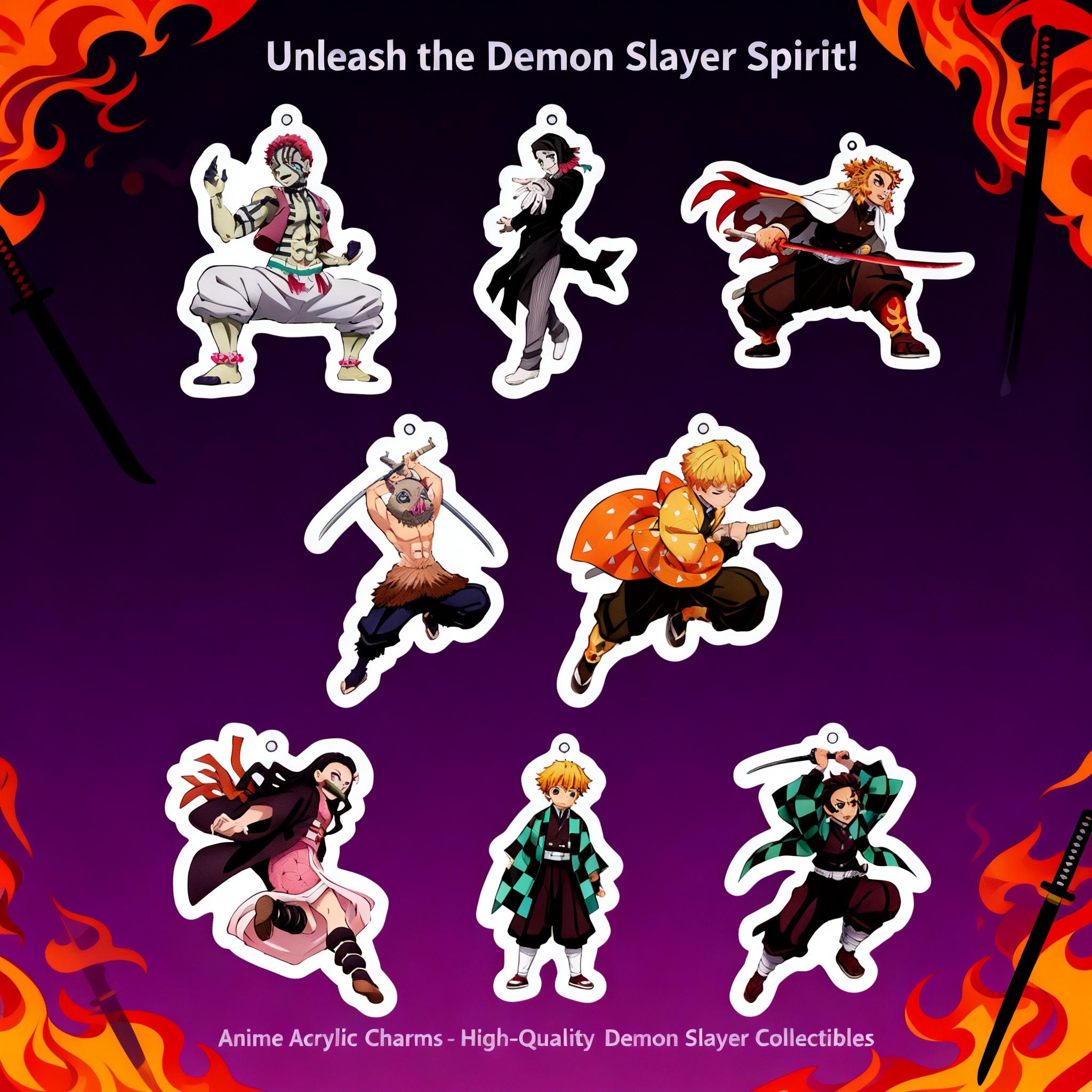 Yiran Toy 1 Unisex Demon Slayer Acrylic Keychain Tanjiro Kamado Nezuko Giyu Tomioka Zenitsu Agatsuma Shinobu Kocho Anime Merchandise Durable Gift