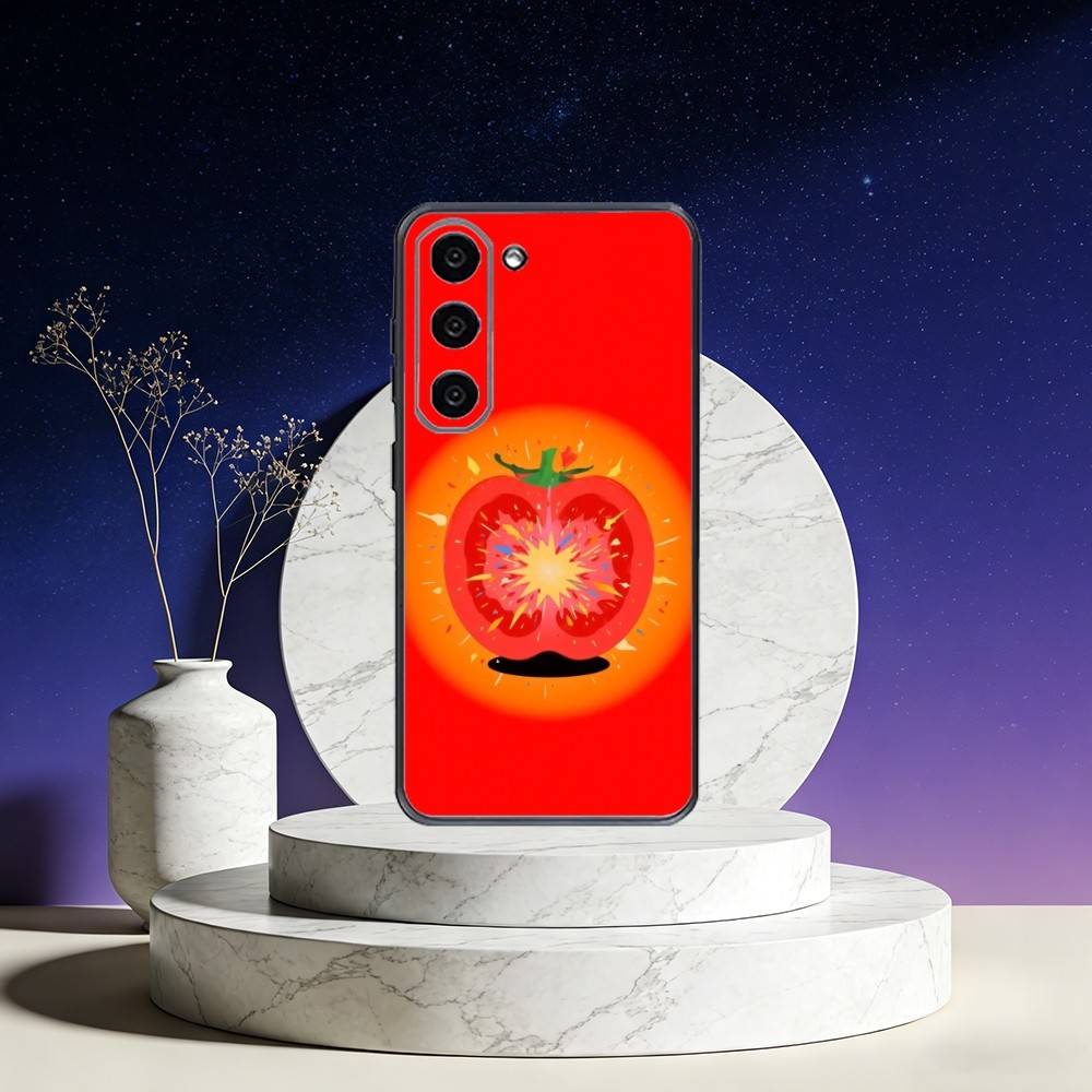 Ins cute Tomatoes Phone Case For Samsung Galaxy A73,A72,A71,A70,A53,A52,A51,Others Soft Black Cover