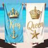 2Pcs Royal Family Beach Towel Set: King, Queen, Prince & Princess Matching Beach Towels
