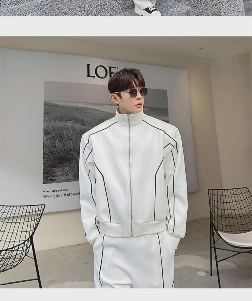 Luxury Men's Casual Sports Suit: Loose Cardigan Jacket & Wide-Leg Pants Set