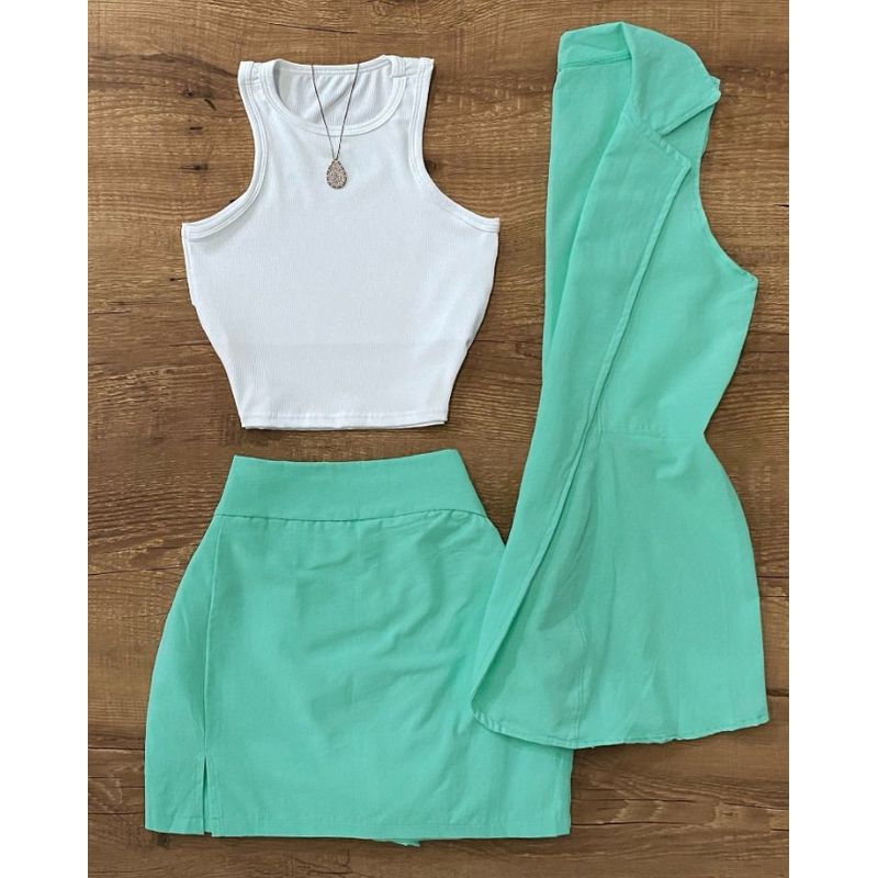 

2025 Spring New Style Vest One-Button Suit Collar Sleeveless Jacket Waistcoat Short Skirt Women s Three-Piece Set Vest Picture Color S