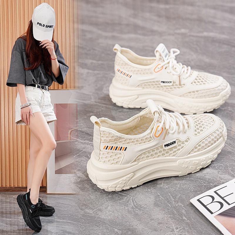 Summer women's shoes new breathable hollow mesh shoes children's versatile platform sports shoes casual running dad shoes