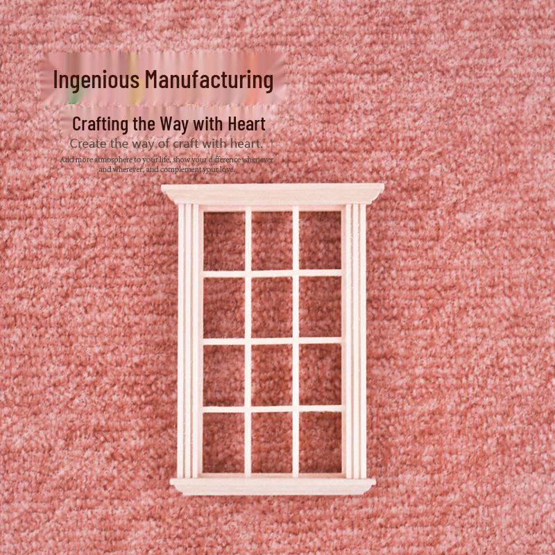 

Miniature Dollhouse Twelve-Grid Log Window Frame Model for Photography Props.