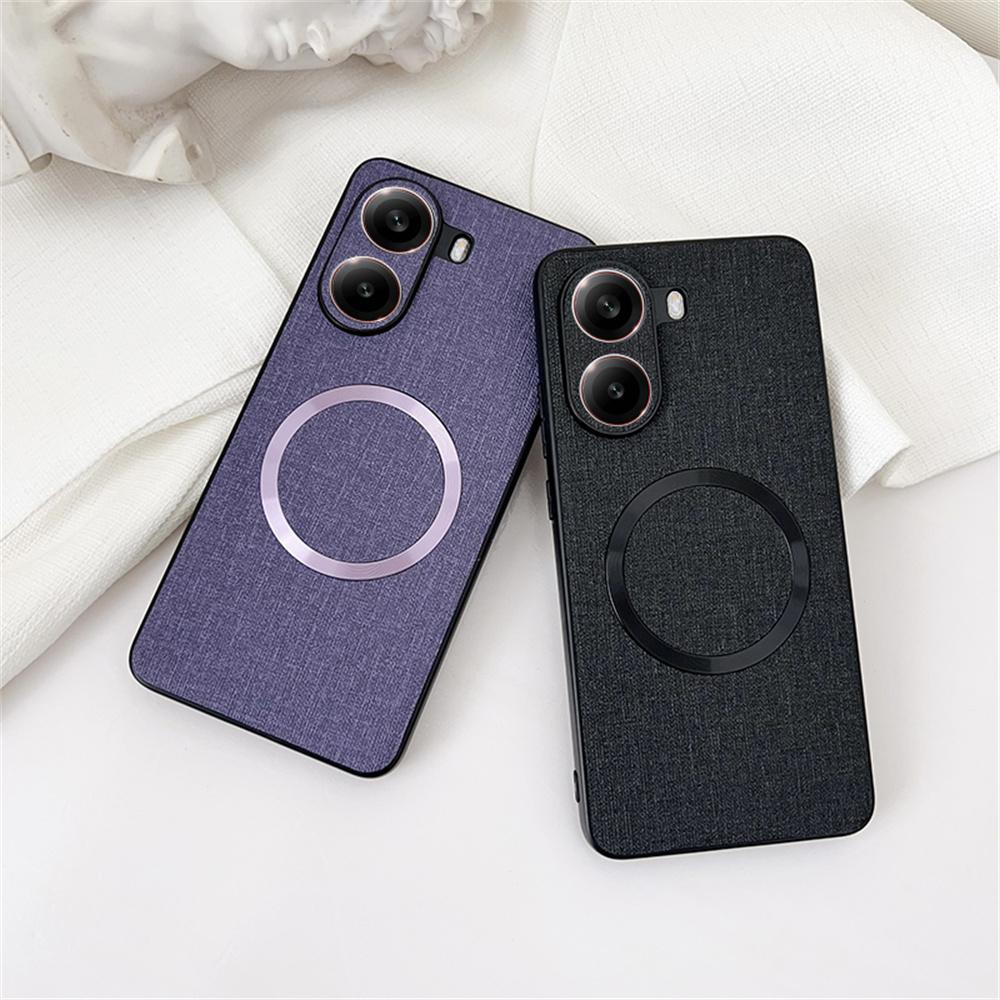 For Xiaomi Poco X7 Pro 5G Case Drop-Proof TPU+Cloth Back Phone Cover Compatible with MagSafe