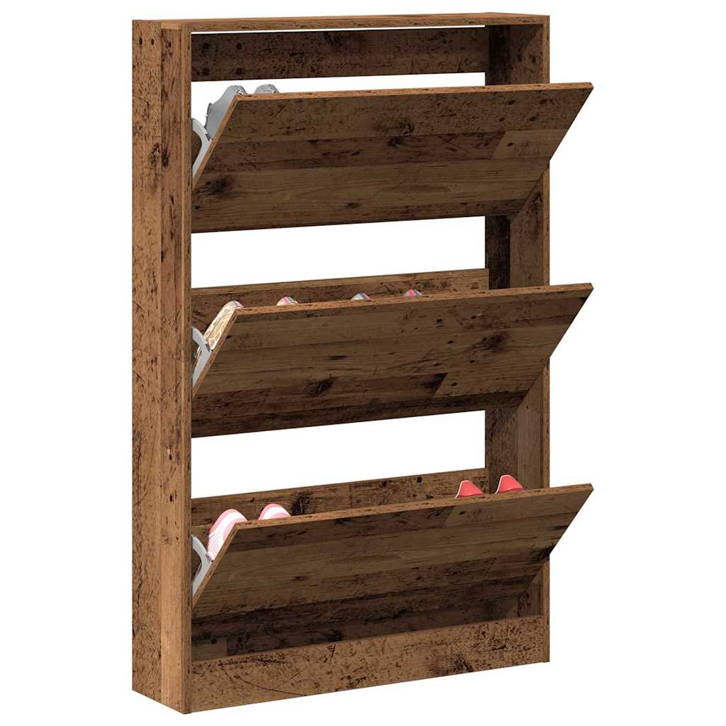 Shoe Cabinet with Shelf Rustic Wood Finish 80 x 21 x 125.5 cm Engineered Wood