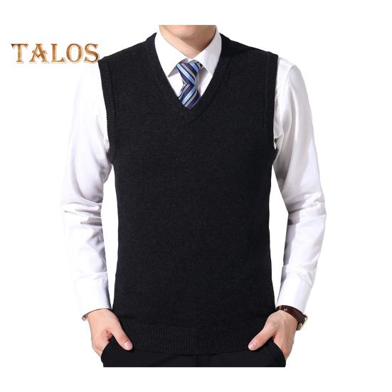 

Мужской жилет, свитер с V-образным вырезом, без рукавов, облегающий однотонный трикотажный пуловер, облегающий, средней длины, утолщенный, деловой стиль, свитер M чёрный