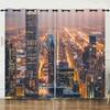 Curtains City Architecture Landscape 3D Digital Printing Blackout Curtains No Punching