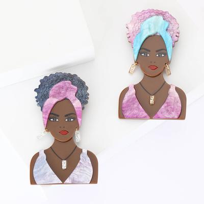 Acrylic Black Girl Brooch Creative Versatile Ladies Suit Shirt Corsage Ornament Pin