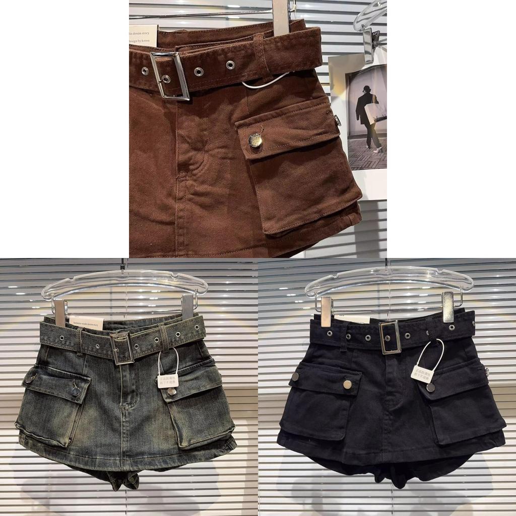 Pantaloncini di Jeans Stile Vintage con Stampe Ricamate per Donne Casual