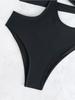 Solid Color Slim Fit Sexy One Piece Bikini Swimsuit Women Fashion Beach Vacation Elegant Swimwear