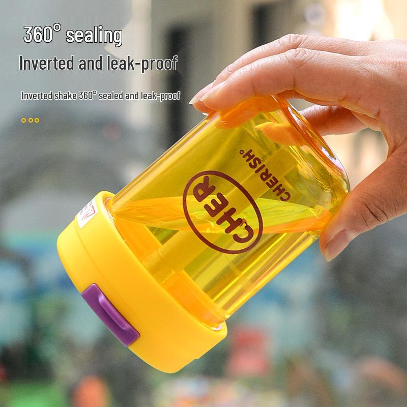 Premium Mini Kinder Sommer Strohhalm Wasserflasche - Niedlich, Tragbar, Kunststoff Sportdesign