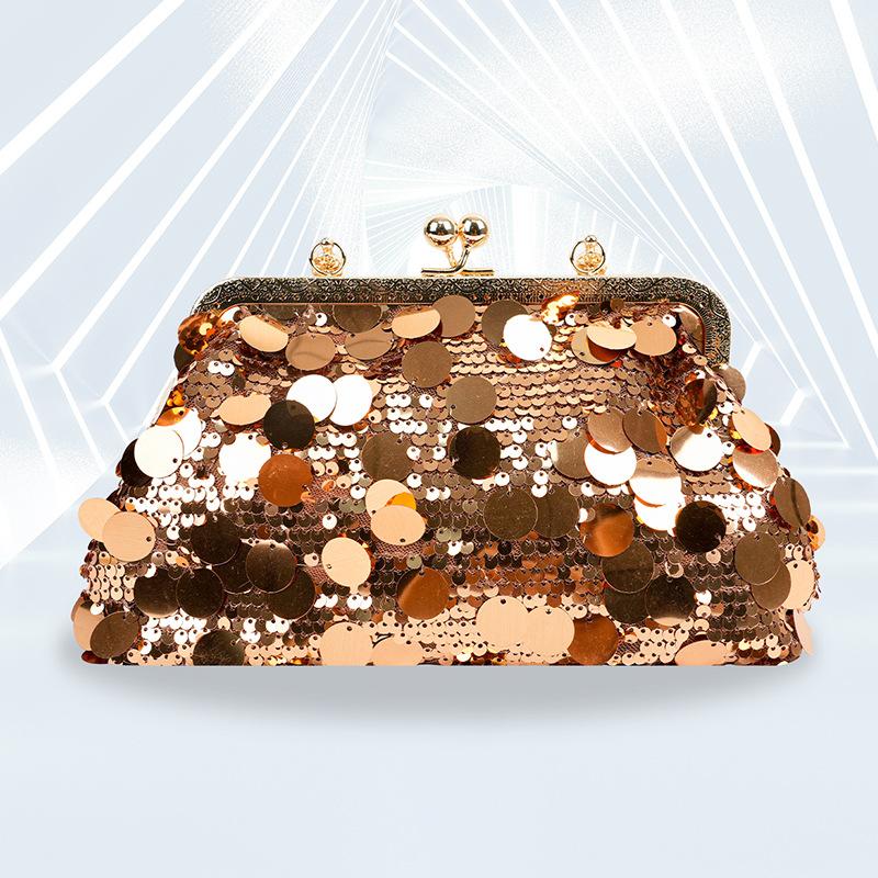 

Women s Evening Handbag Purse Sparkly Sequin Lady Top Handle Bags Glitter Evening Clutches Bling Party Prom Shoulder Bag шампанського
