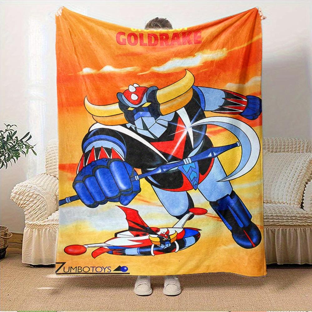 1pc UFO Robot,Goldrake,ZumboToys Digital Print Flannel Blanket - Contemporary Style, Suitable for All Seasons, Perfect for Home, Travel, or