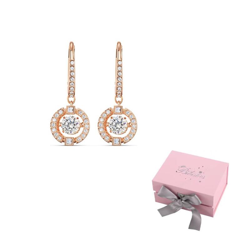 Swarovski Una Earrings Womens Rose Gold Pink bow gift box розового золота