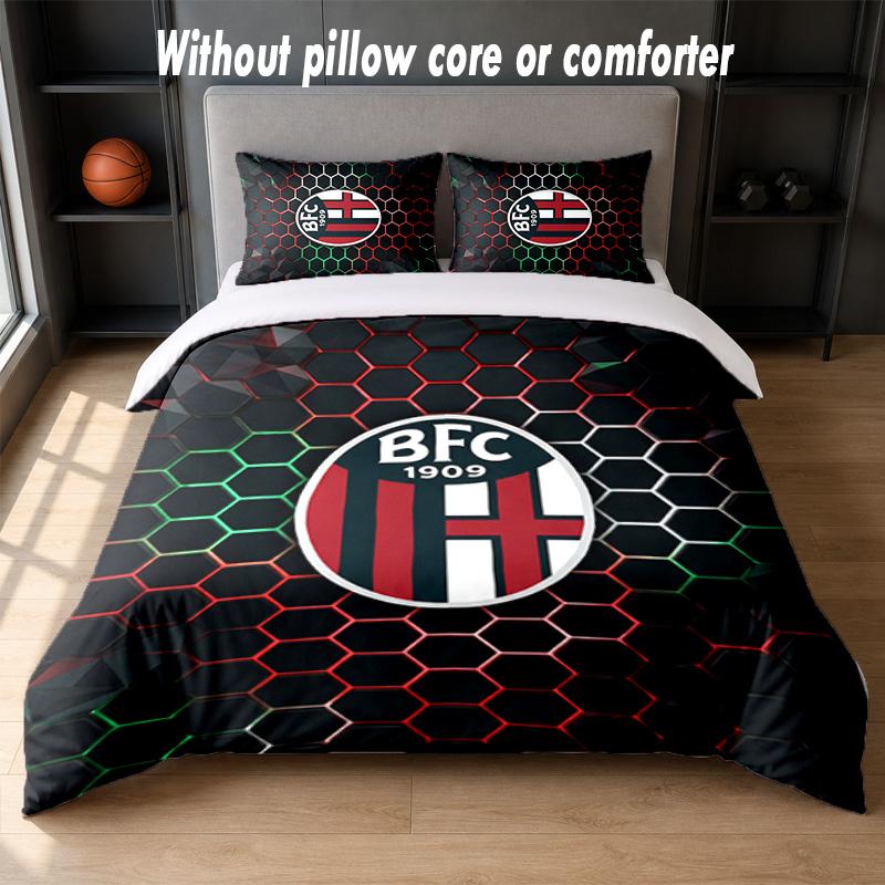 Bologna FC Design Bed Bedding Set 1 Duvet Cover + 2 Pillowcases Soft Breathable Household Bed Linens