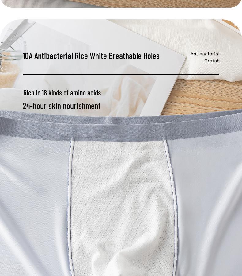Ice Silk Men's Quick-Dry Seamless Boxer Briefs: Antibacterial, Skin-Friendly, Nude Feel