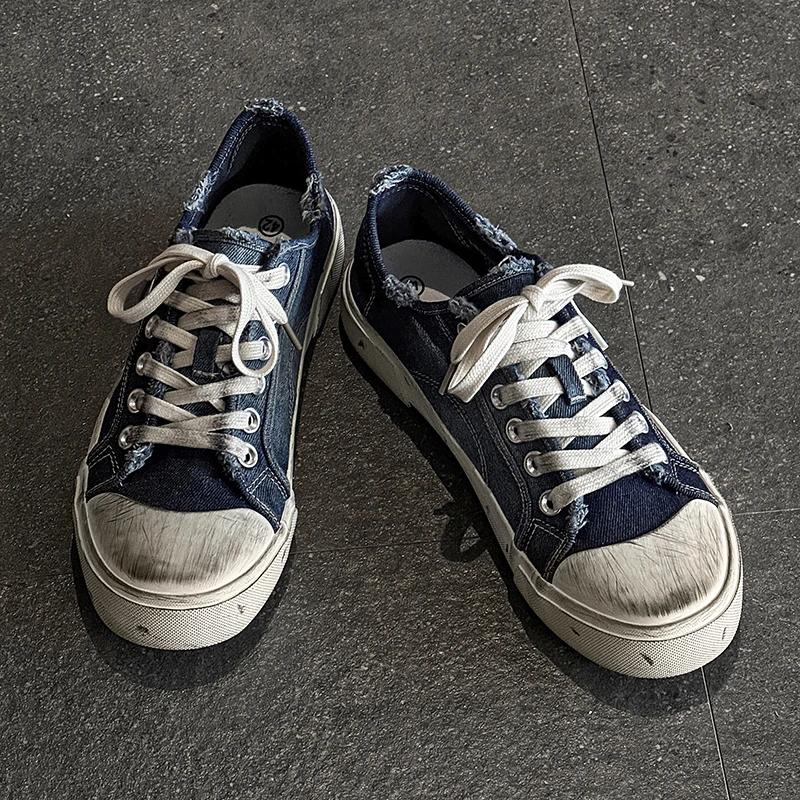2025 New- Vintage Blue Canvas Shoes Man Original Low Top Men’s Vulcanize Shoes Summer Skateboard Sneakers Men Zapatillas Hombre*