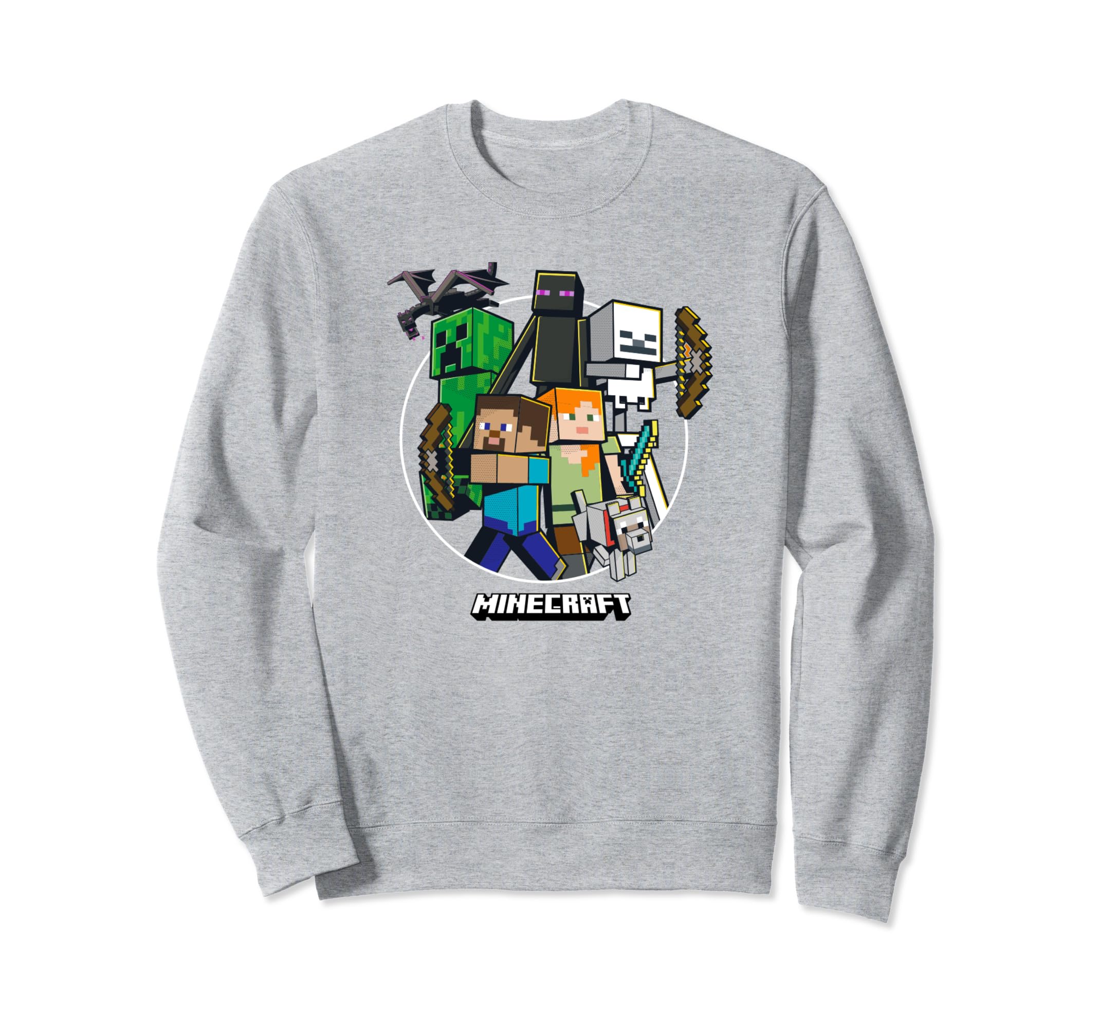 Свитшот с круглым логотипом группы персонажей Minecraft