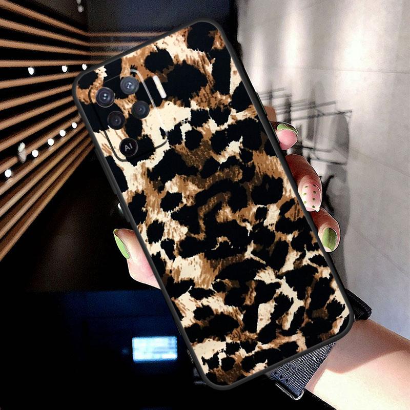 Tan Leopard Case For Oppo A78 A98 A18 A38 A58 A60 A80 A40 A77 A57 A17 A74 A54 A94 A96 A76 A16 A15 A5 Pro
