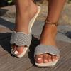 Large Size, Slippers, Ladies', Rhinestones, Flat Bottomed, Sandals, Outerwear, Square Toe, Sandals