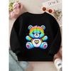 European Sizes Kids Rainbow Bear: A Colorful and Cute Illustration Print Long Sleeve Crewneck Sweatshirt - Soft Casual Pullover Top