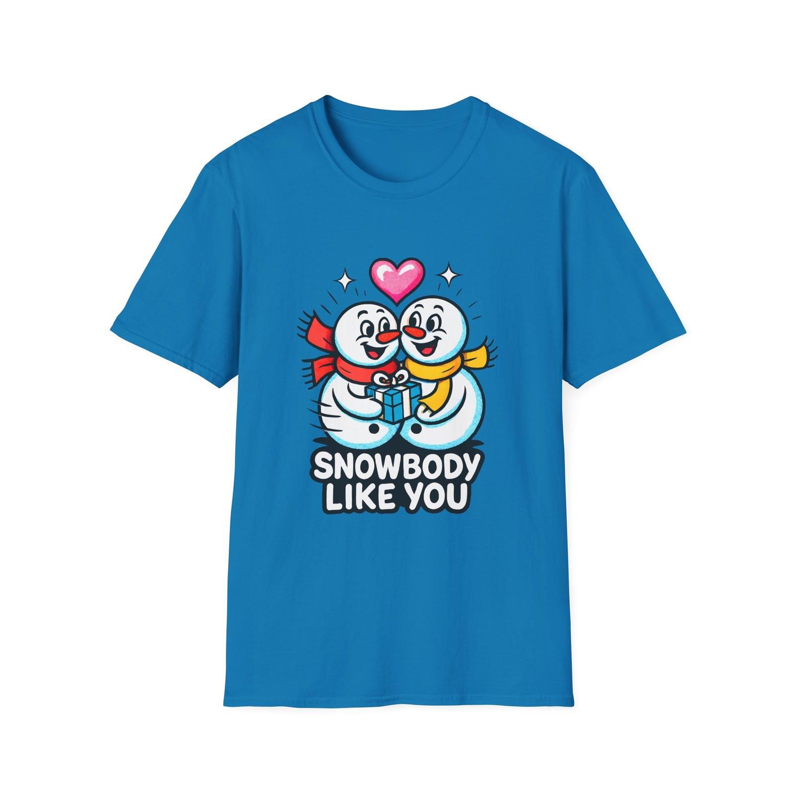 Unisex Softstyle T-Shirt Mens Womens Tees Top Cheerful Snowmen Hug Gift Heart Funny Christmas Scene 4XL