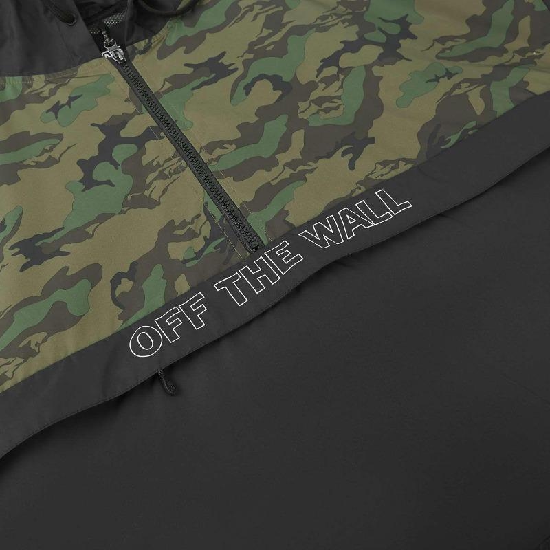 Vans Camouflage Patchwork Sports Casual Hooded Fitted Long Sleeve Jacket Unisex Jacket Black VN0A48A1BLK