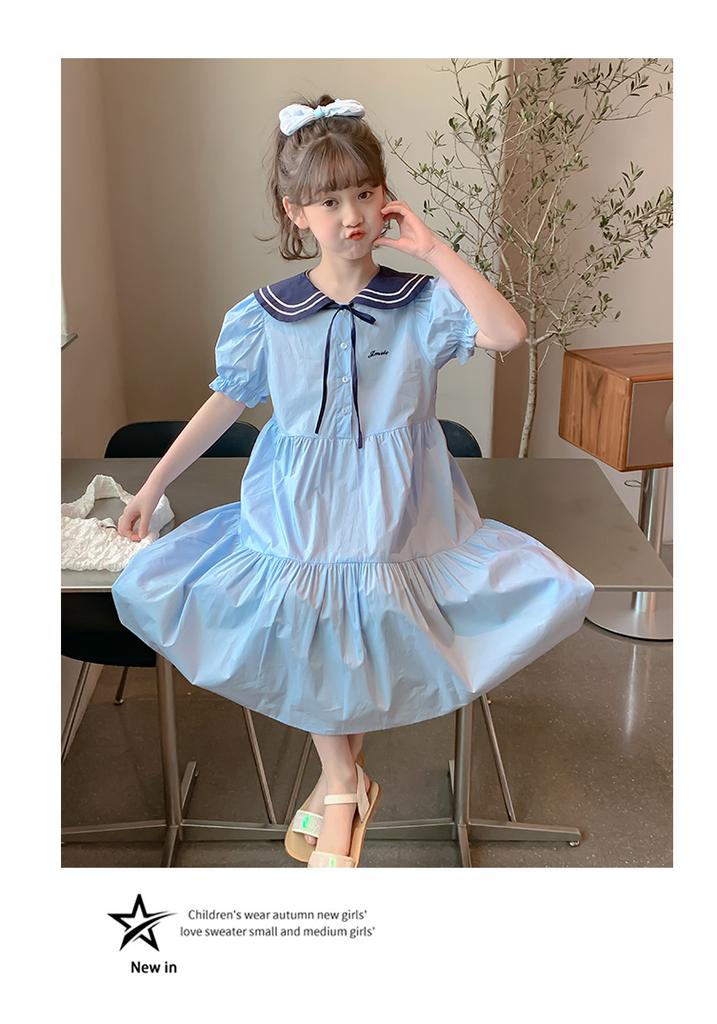 Girls' Summer Dress 2026 New Stylish Girls' College Style Dress Children's Summer Dress Super Beautiful Princess Dress