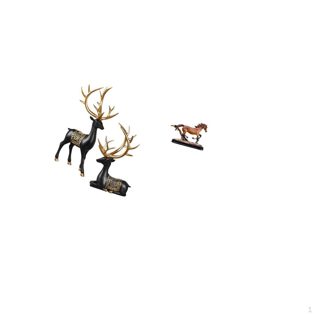 Reindeer Elk Resin Statue And Horse Sculpture Figurine Artwork Collectible Art Ornament for Cabinet