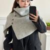 Button High Neck Scarf Thicken Women Winter Shawl Simple Scarves Knitwear  Girl