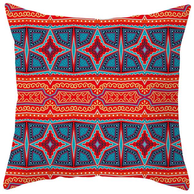New Ethnic Style Pillow Cover Bohemian Color Geometric Pattern Peach Leather Velvet Retro Pillow Cushion Cover