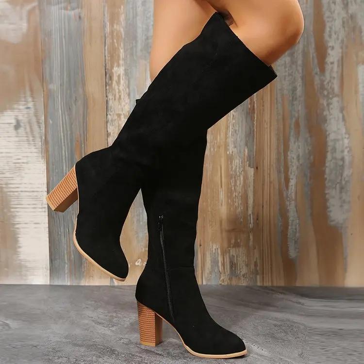 European and American suede over the knee boots for women in autumn 2025 with side zipper high heels and long tube fashion boot