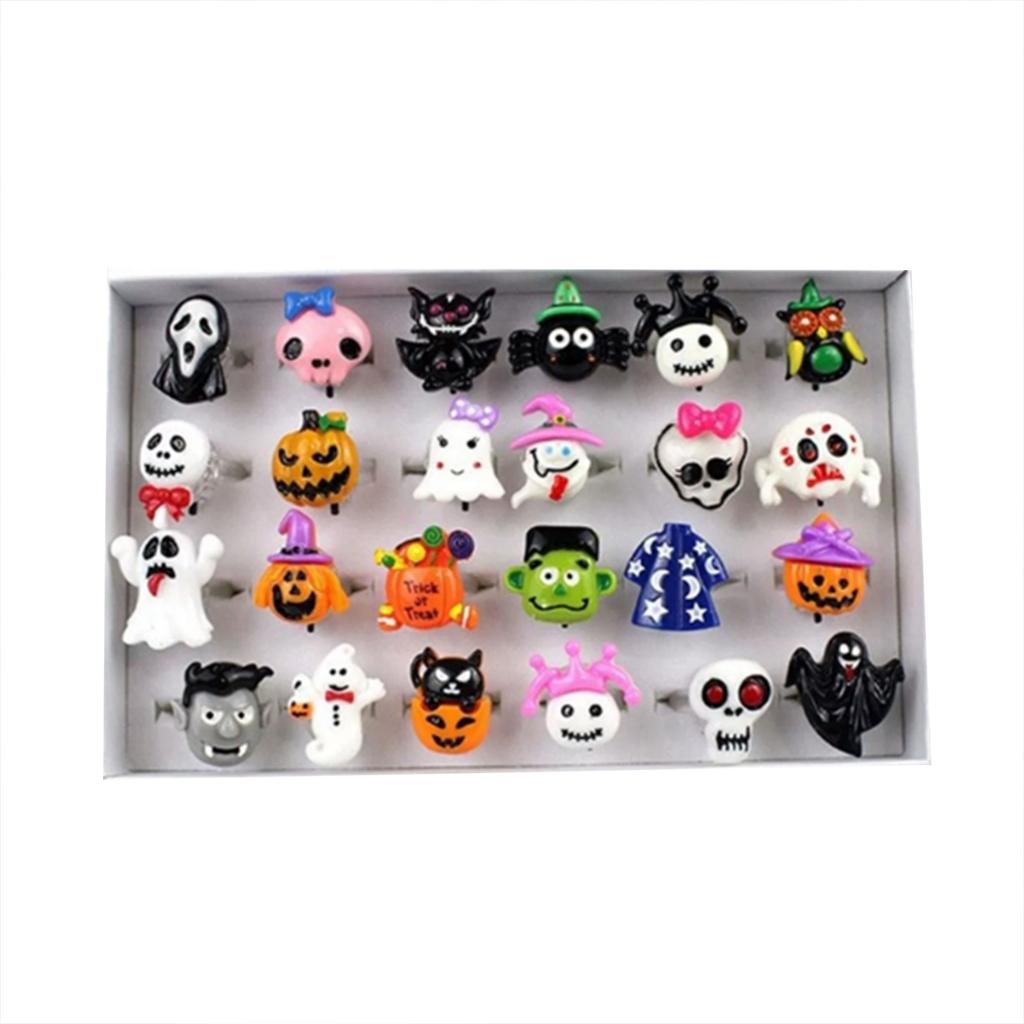 Halloween Glow In The Dark Ring Accessories, Halloween Miniature Character Accessory Set, Small Resin Miniature, Pumpkin, Death,