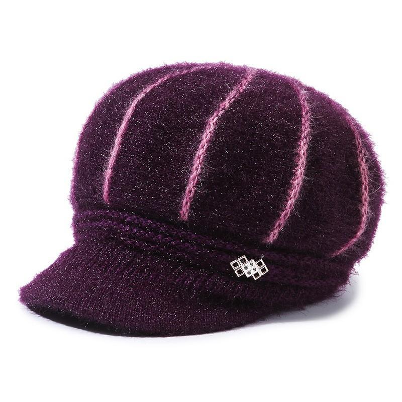 Winter new middle-aged and elderly hats women's fleece warm women's ear protectors knitted wool hats mother grandma hats women