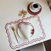 Modern Rectangular Embroidered Polyester Placemat Embroidery Machine Washable Table Mat For Family Gatherings