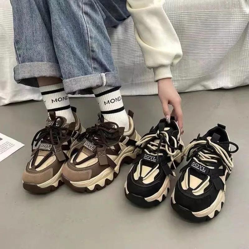 Fashion Womens Sport Shoe Women Chunky Platform Sneakers Woman Harajuku Sneaker Running Thick Soled Height Increasing Zapatos De Mujer