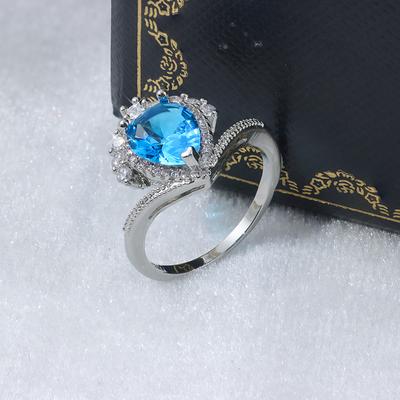 Ľahký luxusný prírodný modrý zirkónový prsteň AAA vysoko kvalitné boutique šperky pre dámy na banket, svadbu, výročie